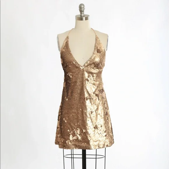 New Years Eve Outfit Ideas Urban Outfitters Dresses New Urban Outfitters  Shine Gold Sequin Mini Dress